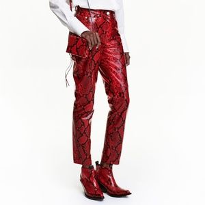 H&M STUDIO Leather Snake Print Pants size 8 (S/M)